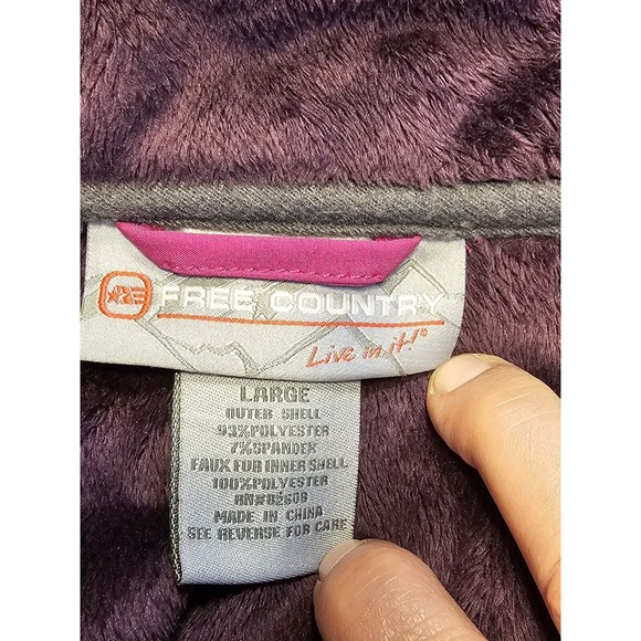 Free Country Coat Jacket Faux Fur Lined Size Large Womens Purple Wine - Picture 3 of 10